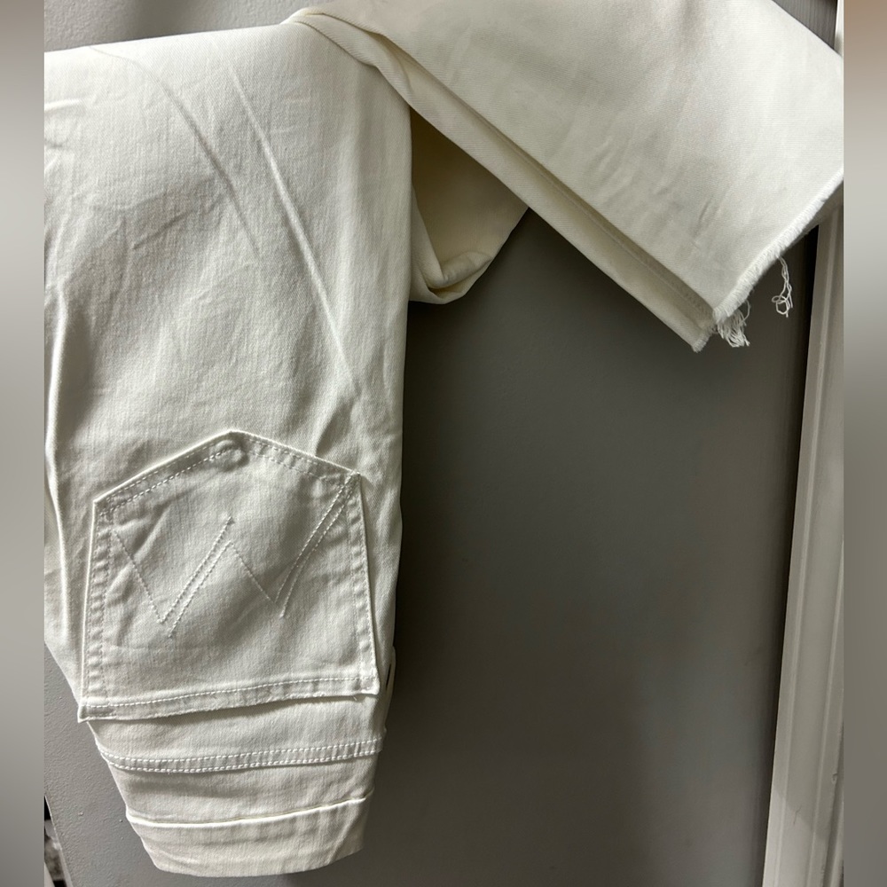 Mother Jeans ankle fray white